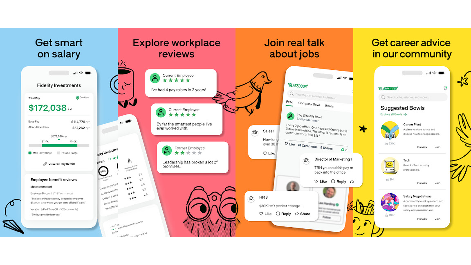 Glassdoor jobs and careers app screenshots