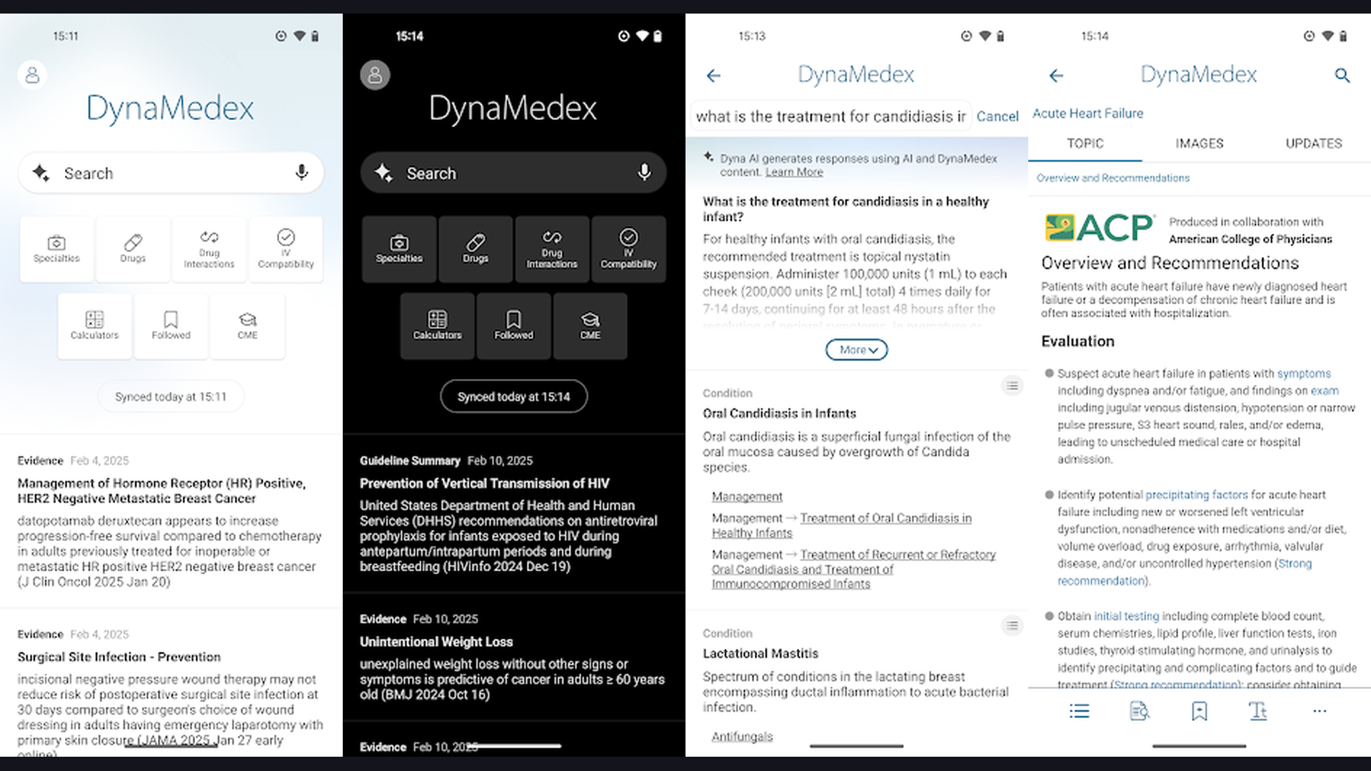 DynaMed evidence-based app screenshots