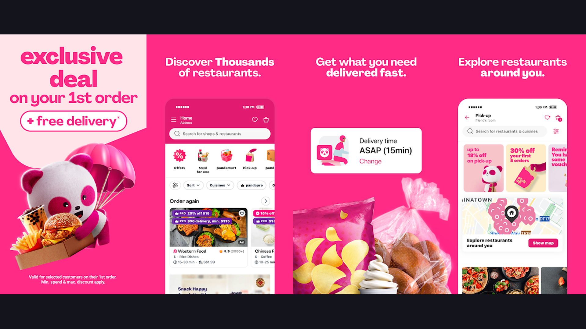 Foodpanda online shopping app screenshots