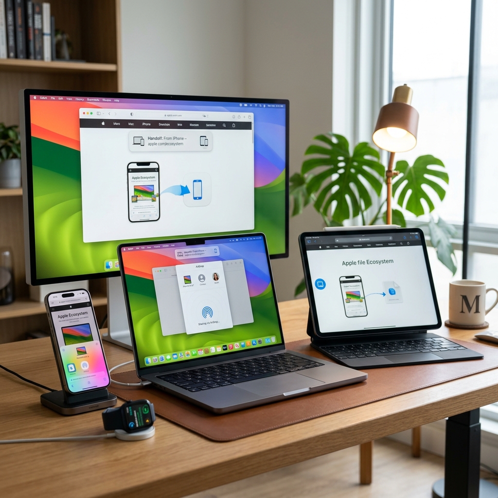 Apple ecosystem showing seamless device connectivity