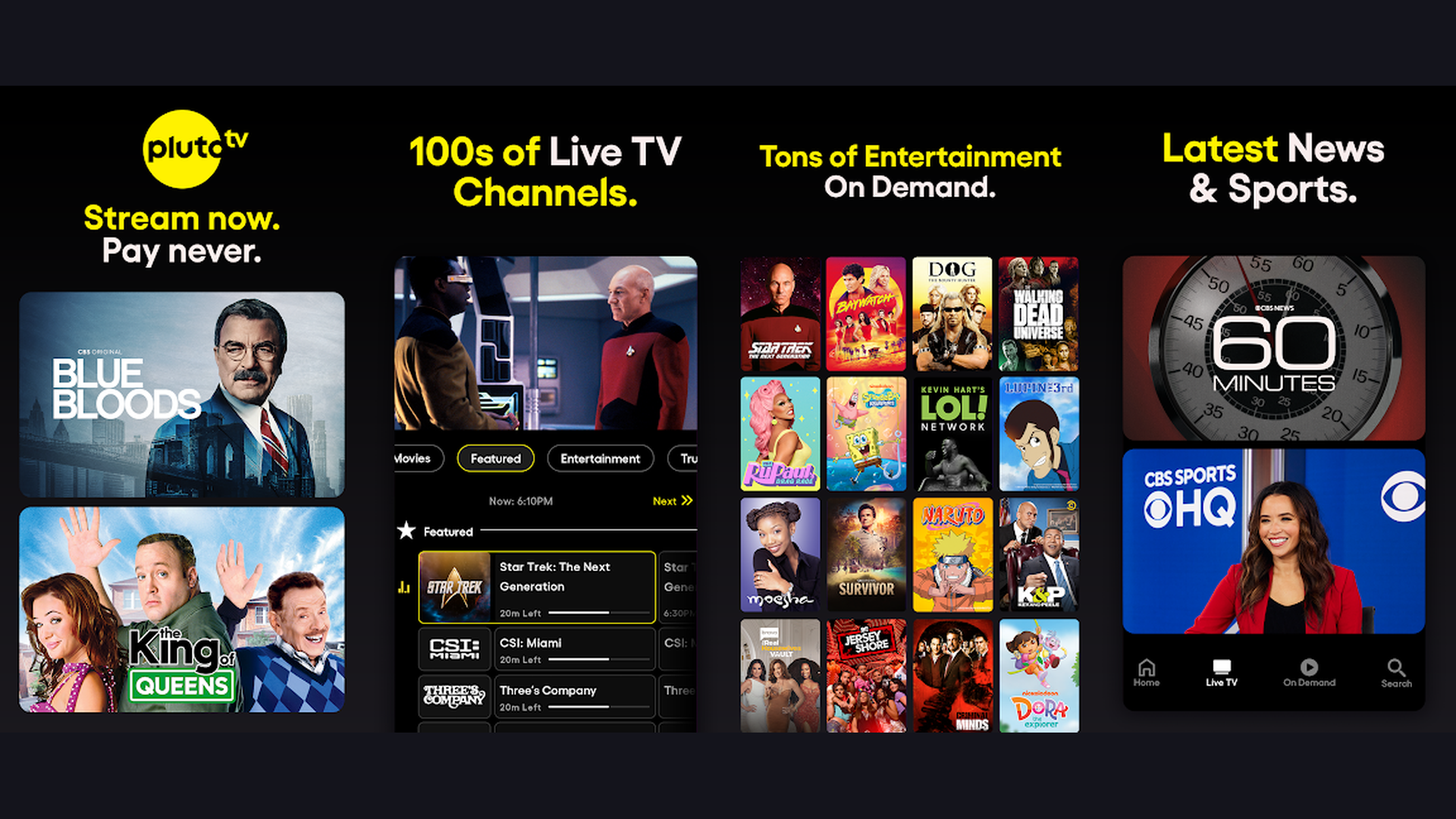 Pluto TV iPhone app screenshots