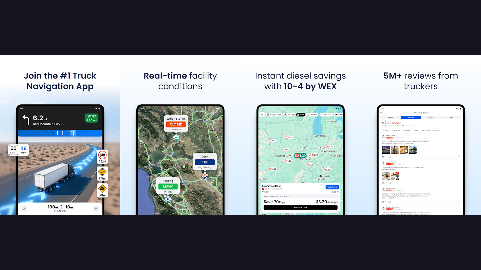 Trucker Path RV navigation app screenshots