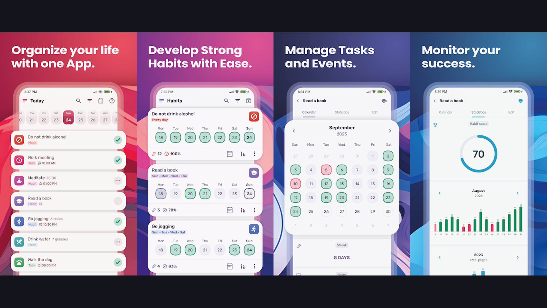 HabitNow digital planner app screenshots