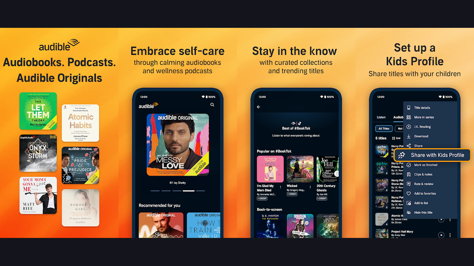Audible RV streaming entertainment app screenshots
