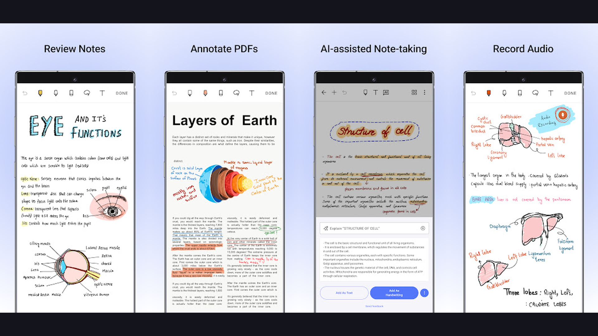 Noteshelf iPad note-taking app screenshots