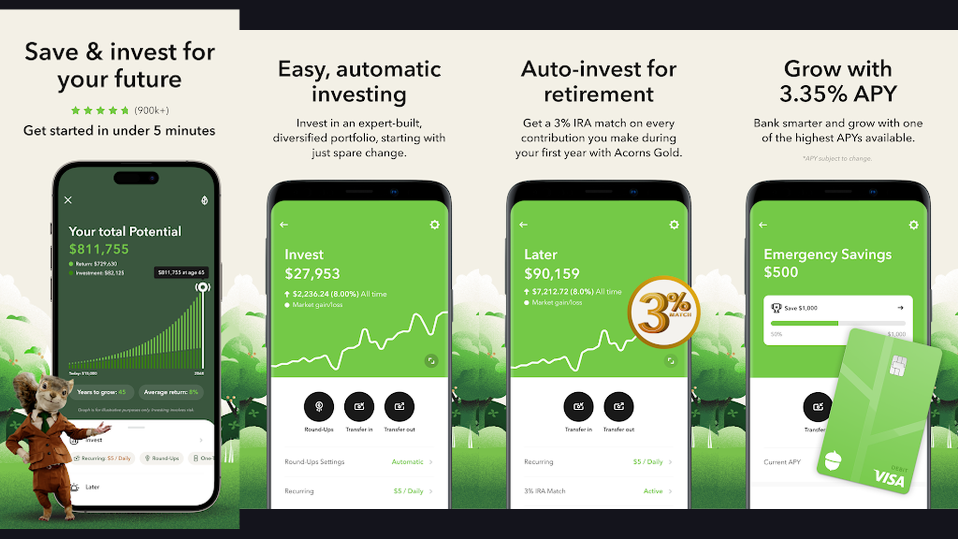 Acorns stock trading app screenshots