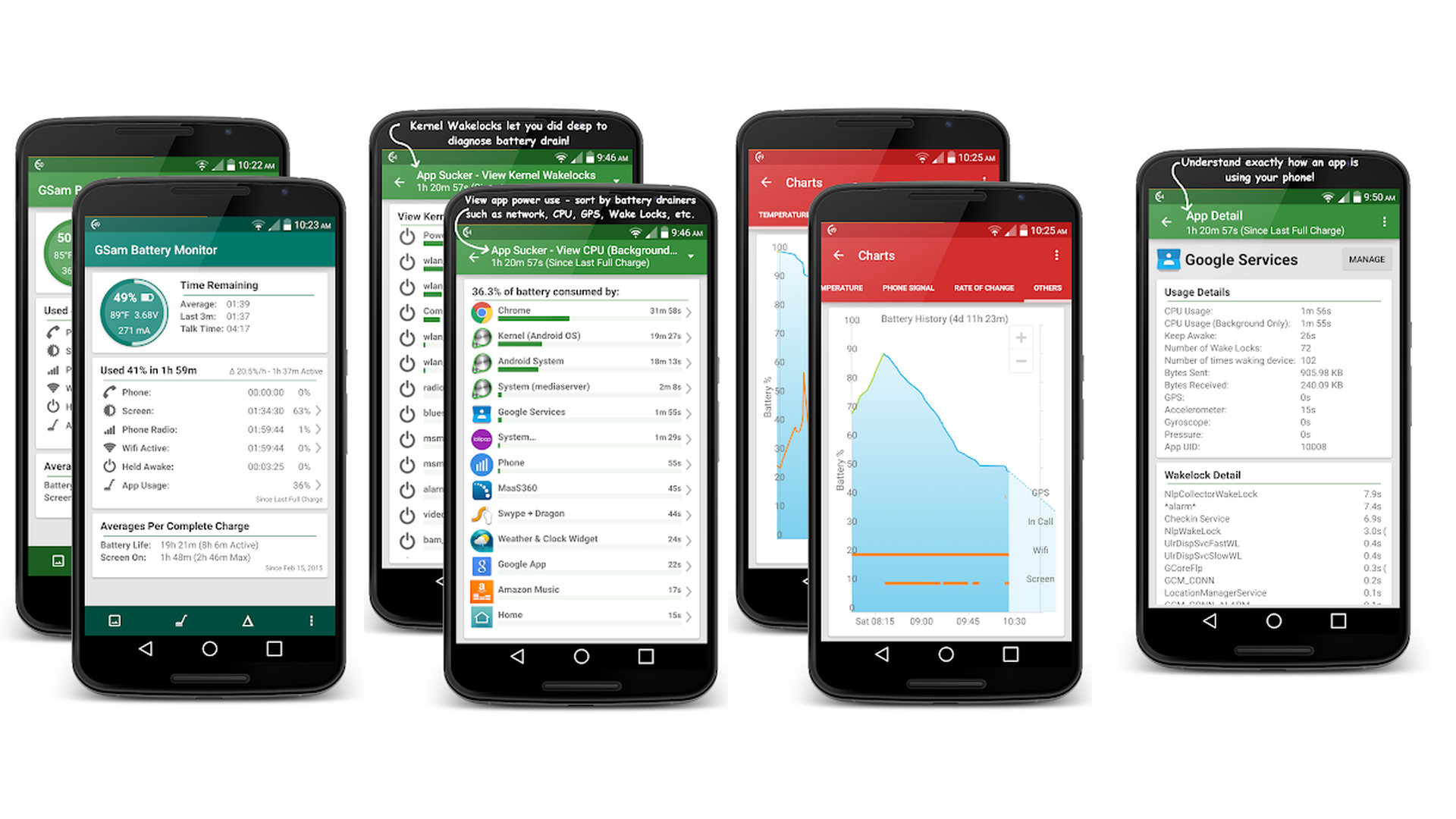 GSam Battery Monitor app screenshots