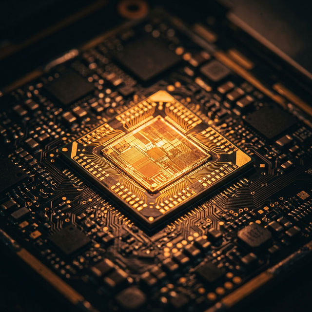 Mobile processor chip architecture closeup