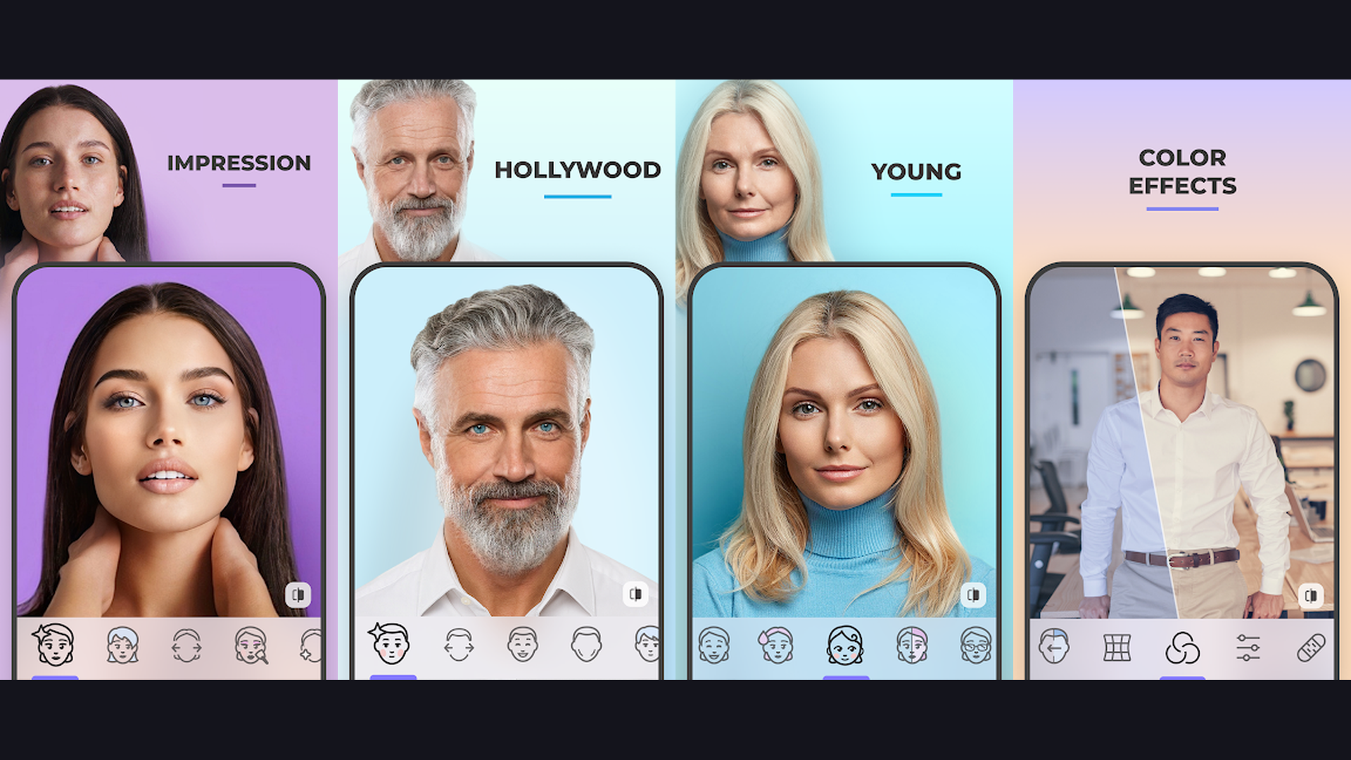 FaceApp AI photo editing app screenshots