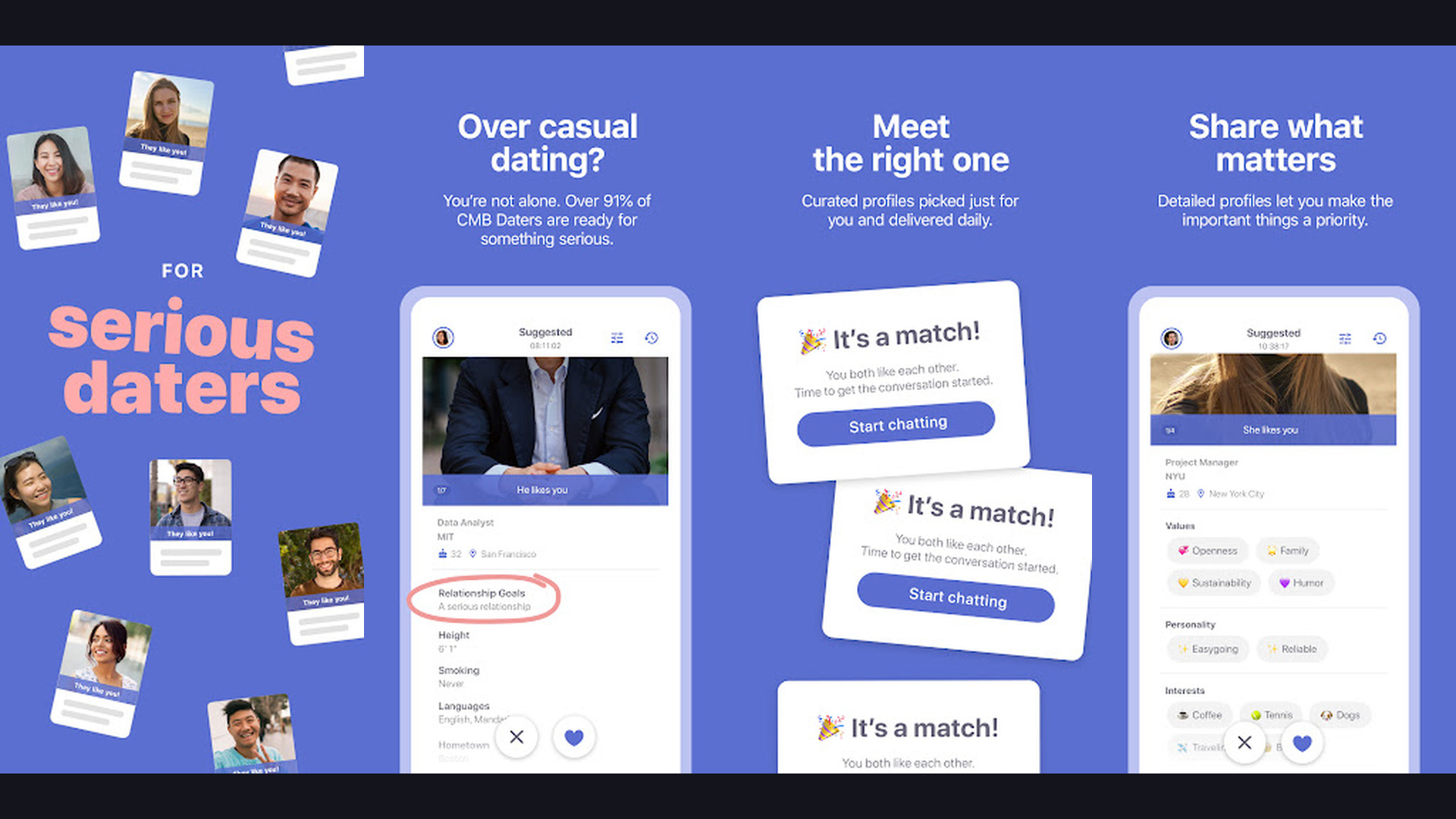 Coffee Meets Bagel dating app screenshots