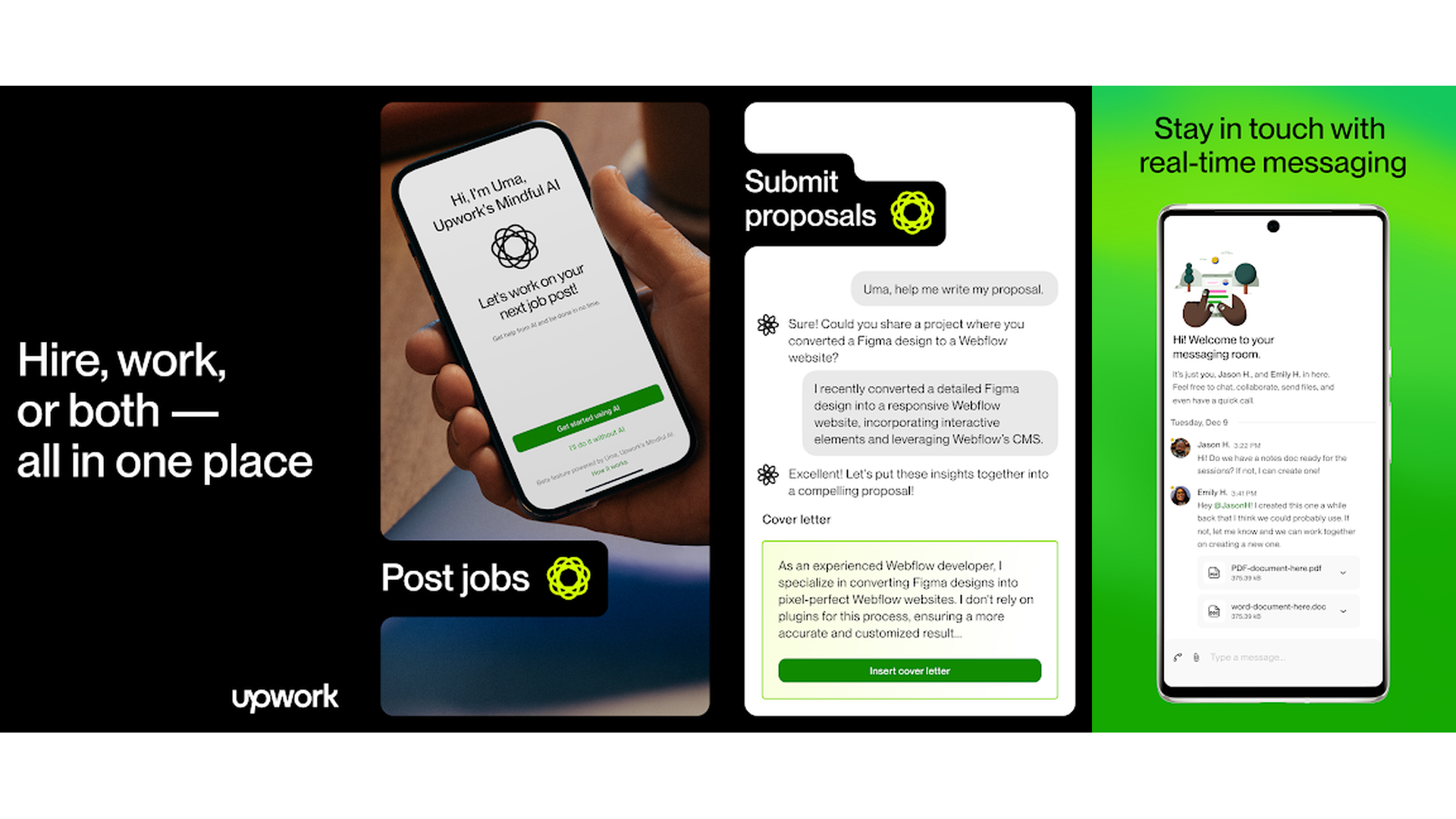 Upwork freelancing app screenshots