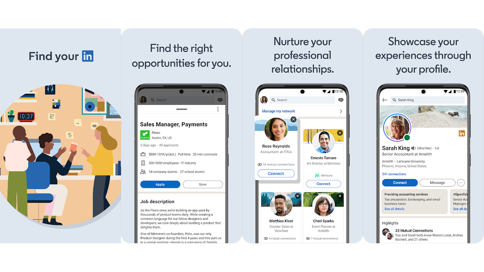 LinkedIn app screenshots