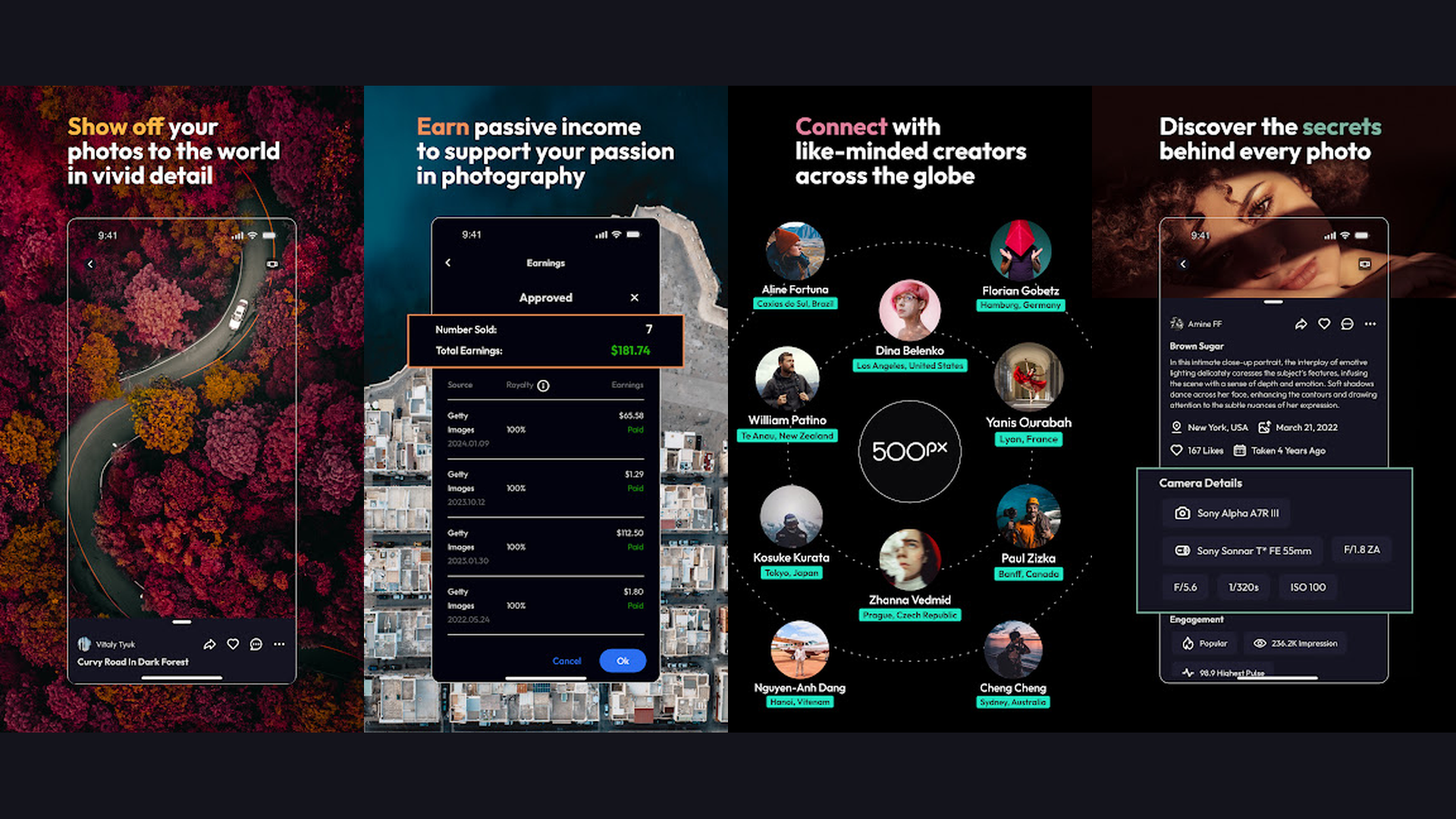 500px features and interface