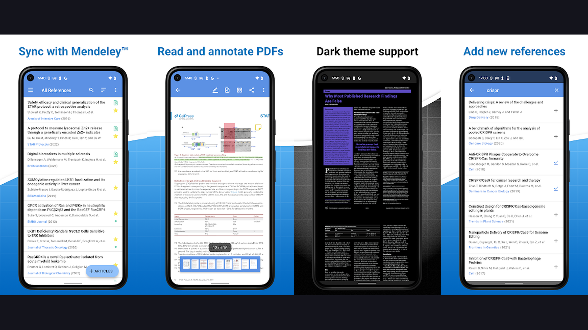 Mendeley app screenshots for graduate students
