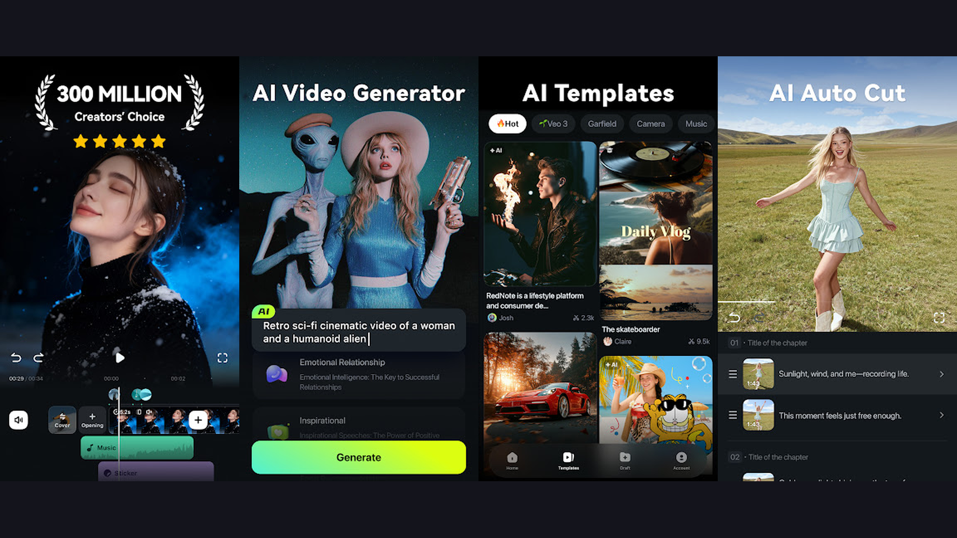 Filmora reel editing app screenshots