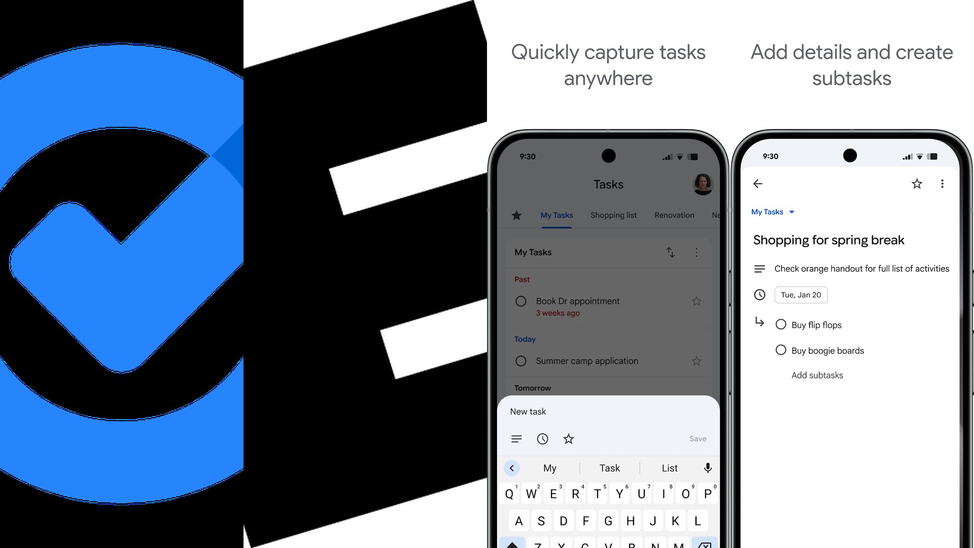 Google Tasks reminder app features and interface