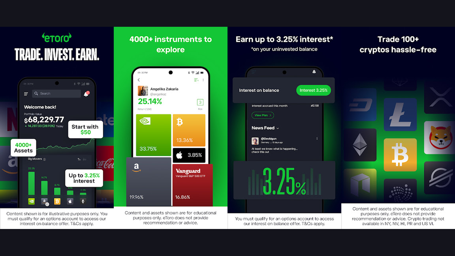 eToro stock trading app screenshots