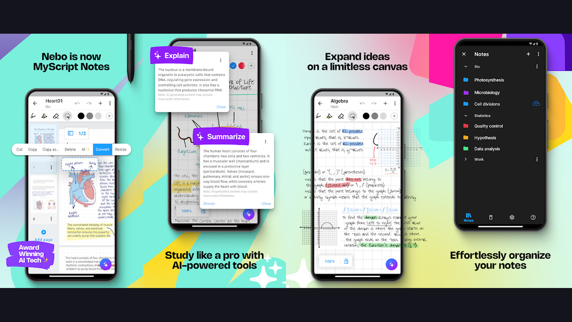 Nebo iPad note-taking app screenshots