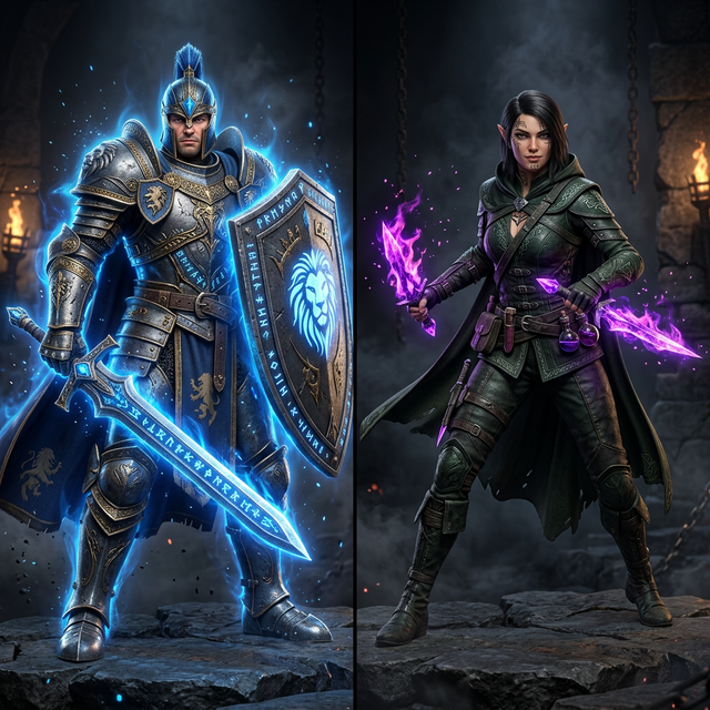 Comparison of dark fantasy mobile RPG heroes