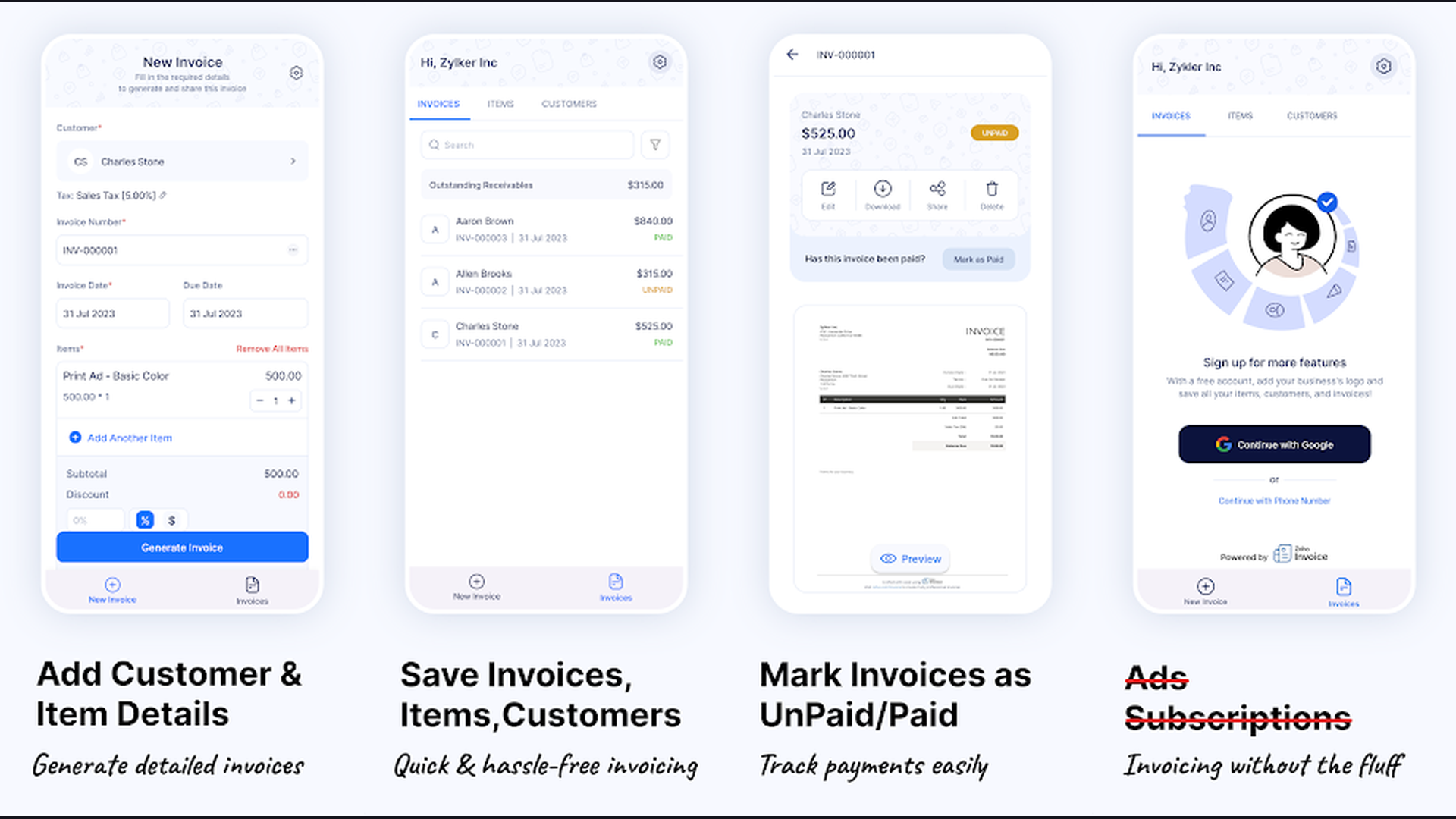 Invoice Generator - Zoho gameplay and screenshots