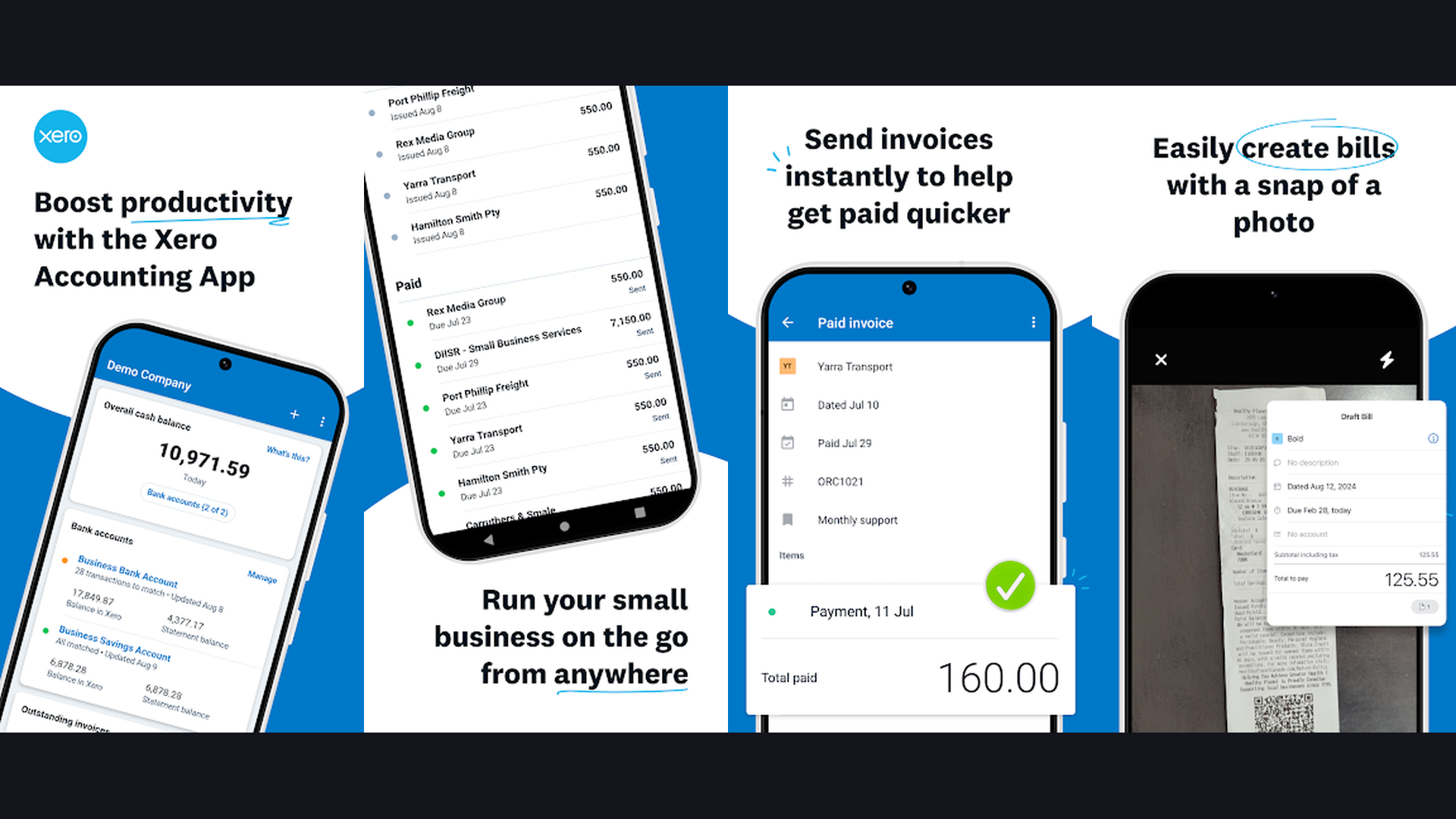 Xero invoice app screenshots