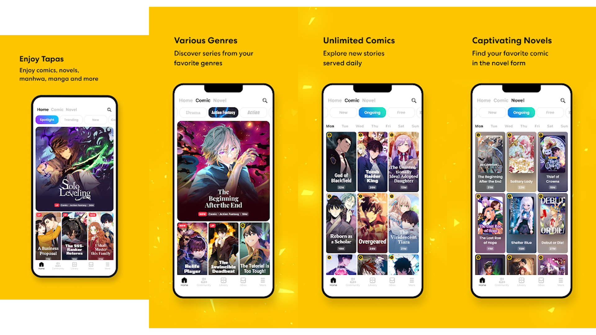 Tapas comics and novels app screenshots