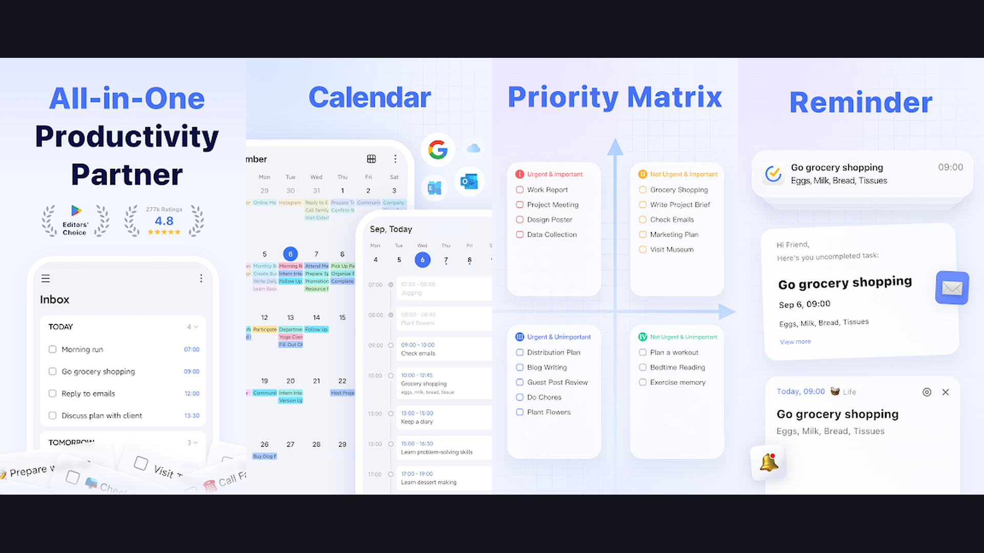 TickTick digital planner app screenshots