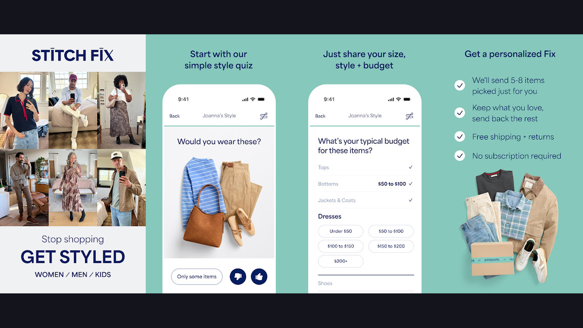 Stitch Fix styling app screenshots