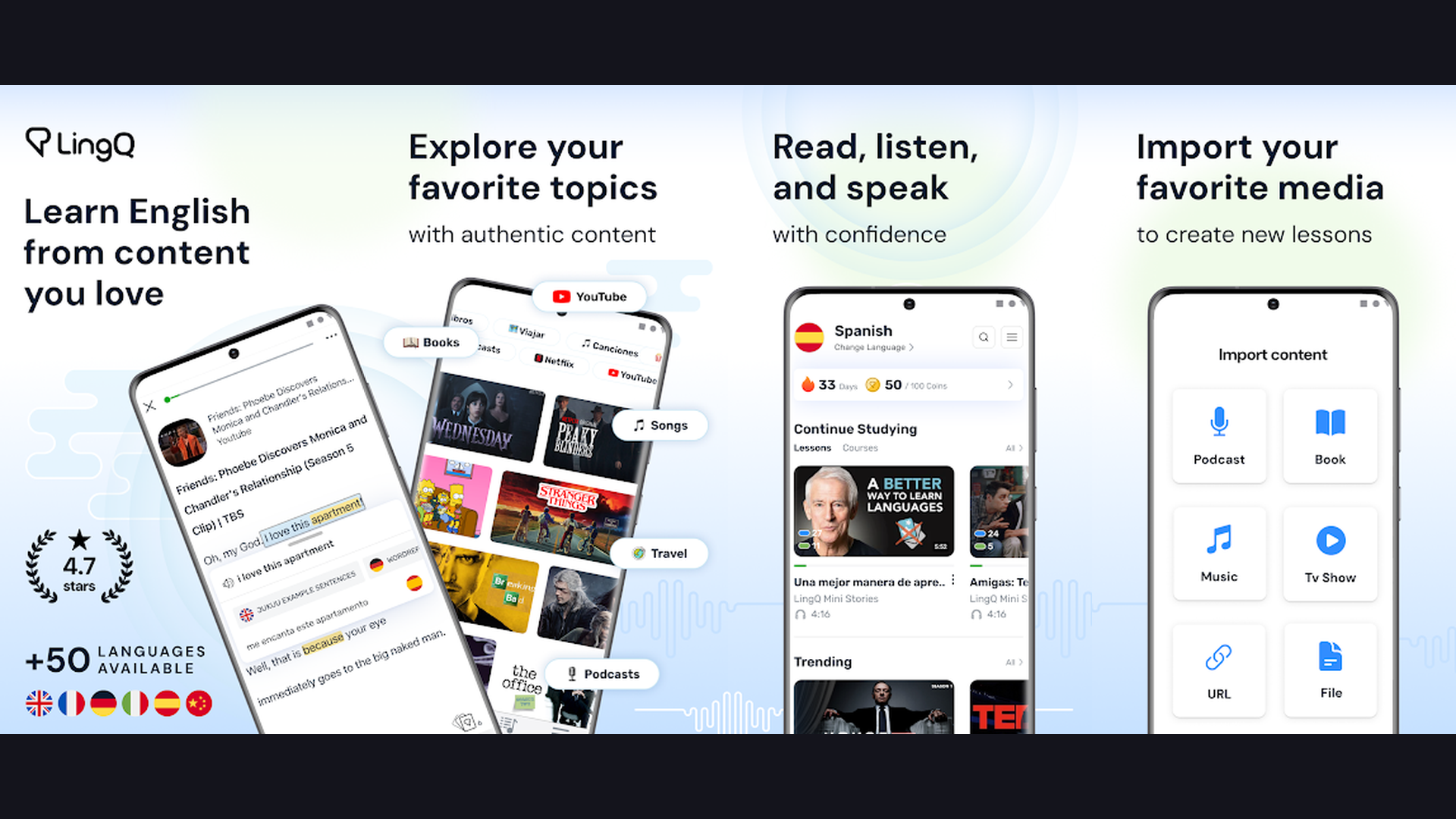 LingQ language learning app screenshots
