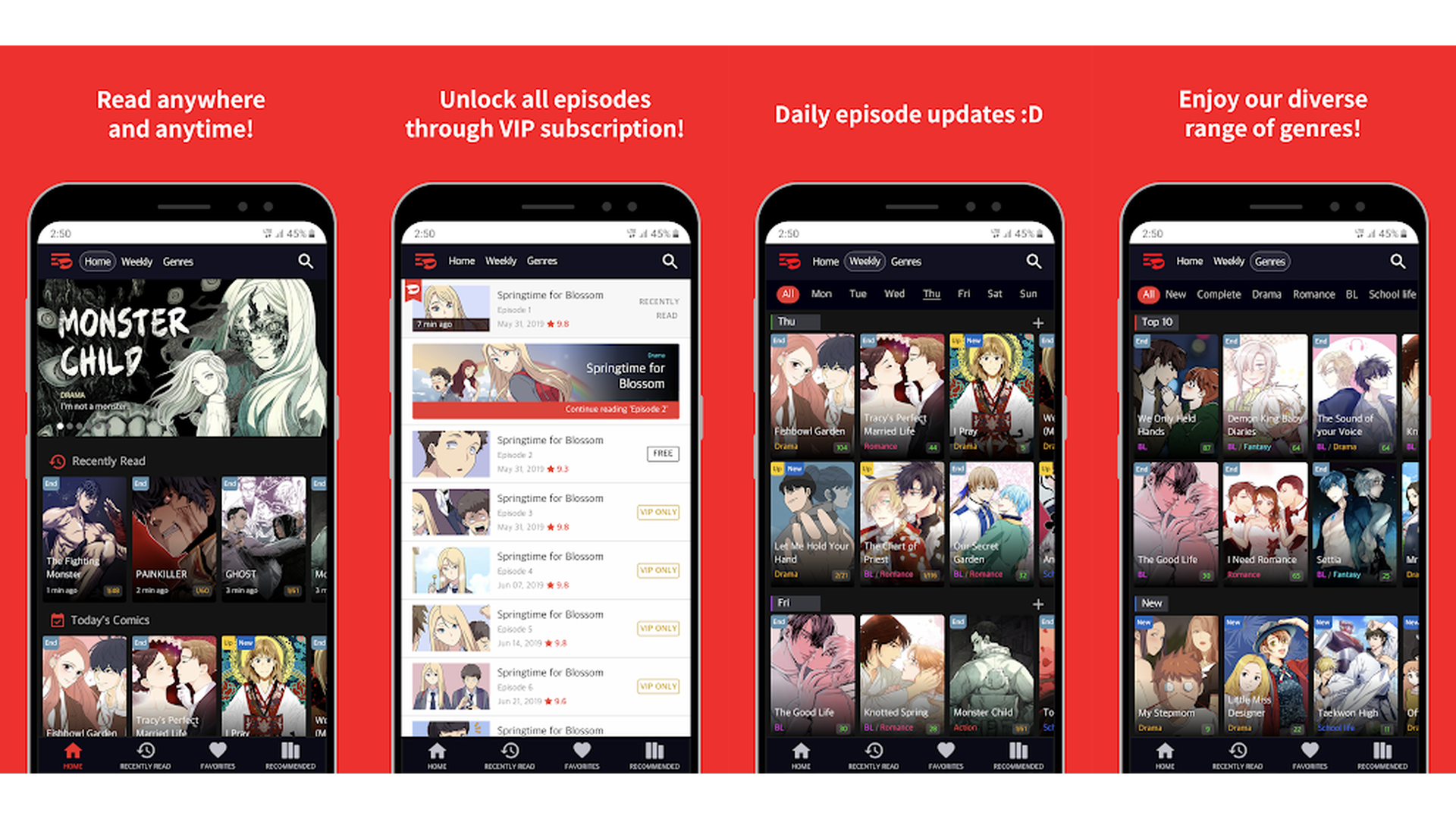 Toomics premium comics app screenshots