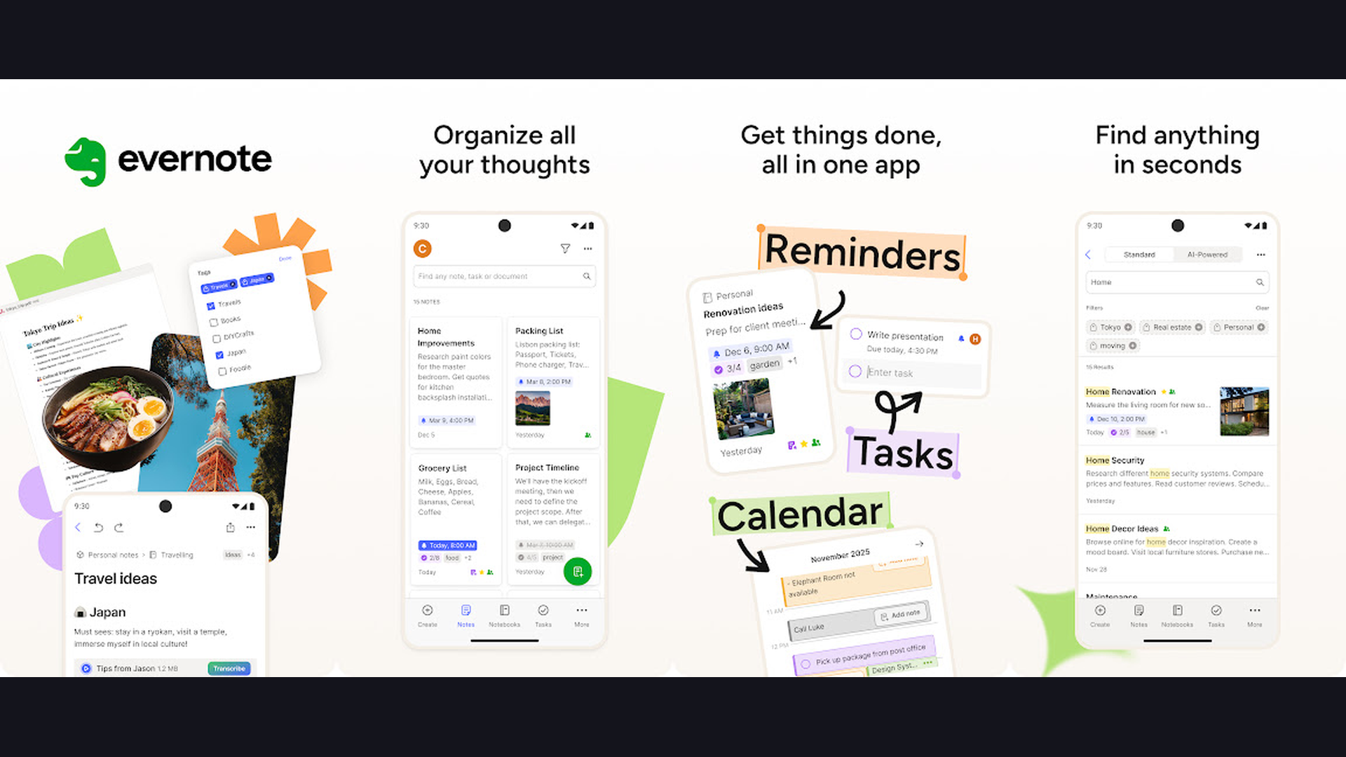 Evernote app screenshots for graduate students