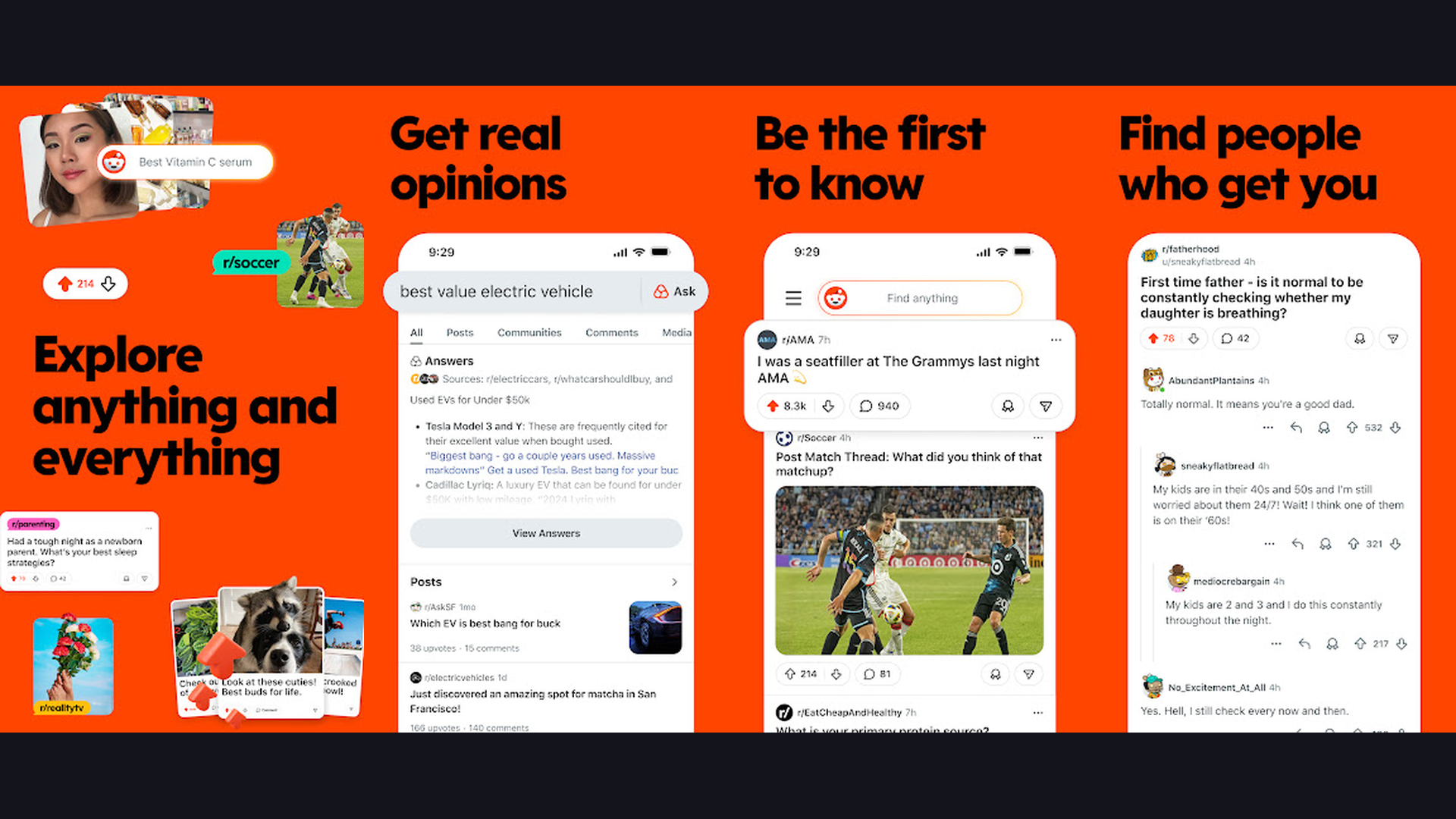 Reddit app screenshots and features