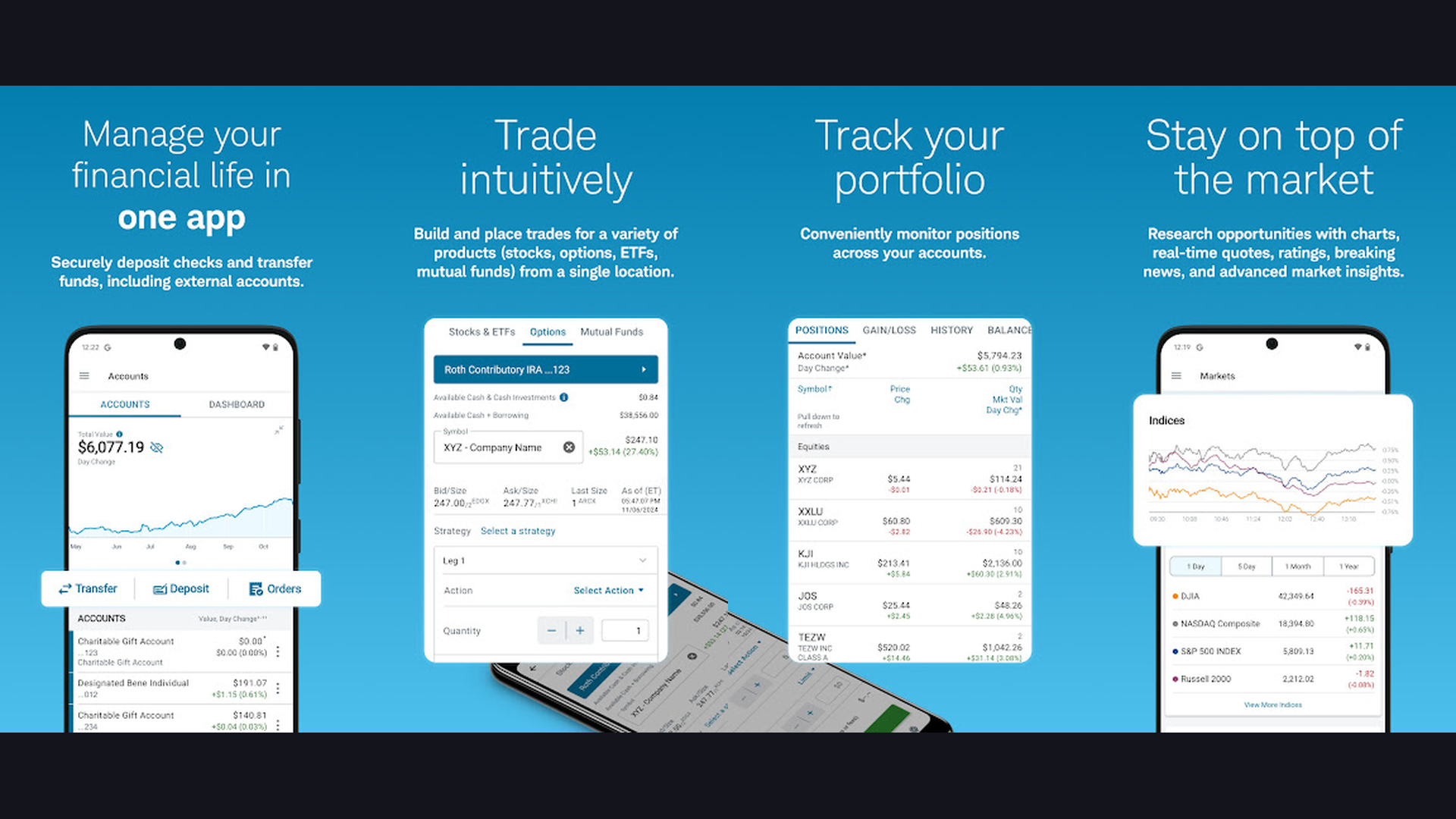 Charles Schwab stock trading app screenshots