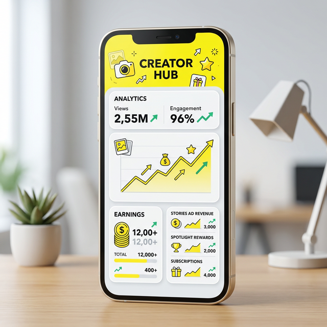 Snapchat Creator Monetization Program dashboard showing rising analytics
