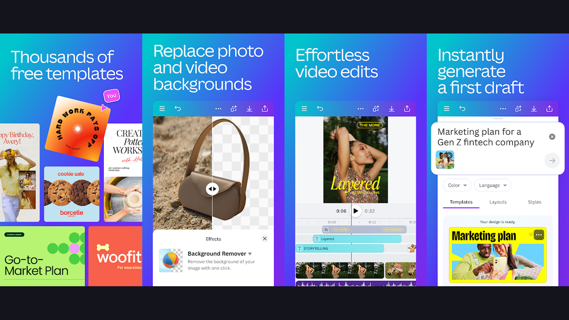 Canva reel editing app screenshots