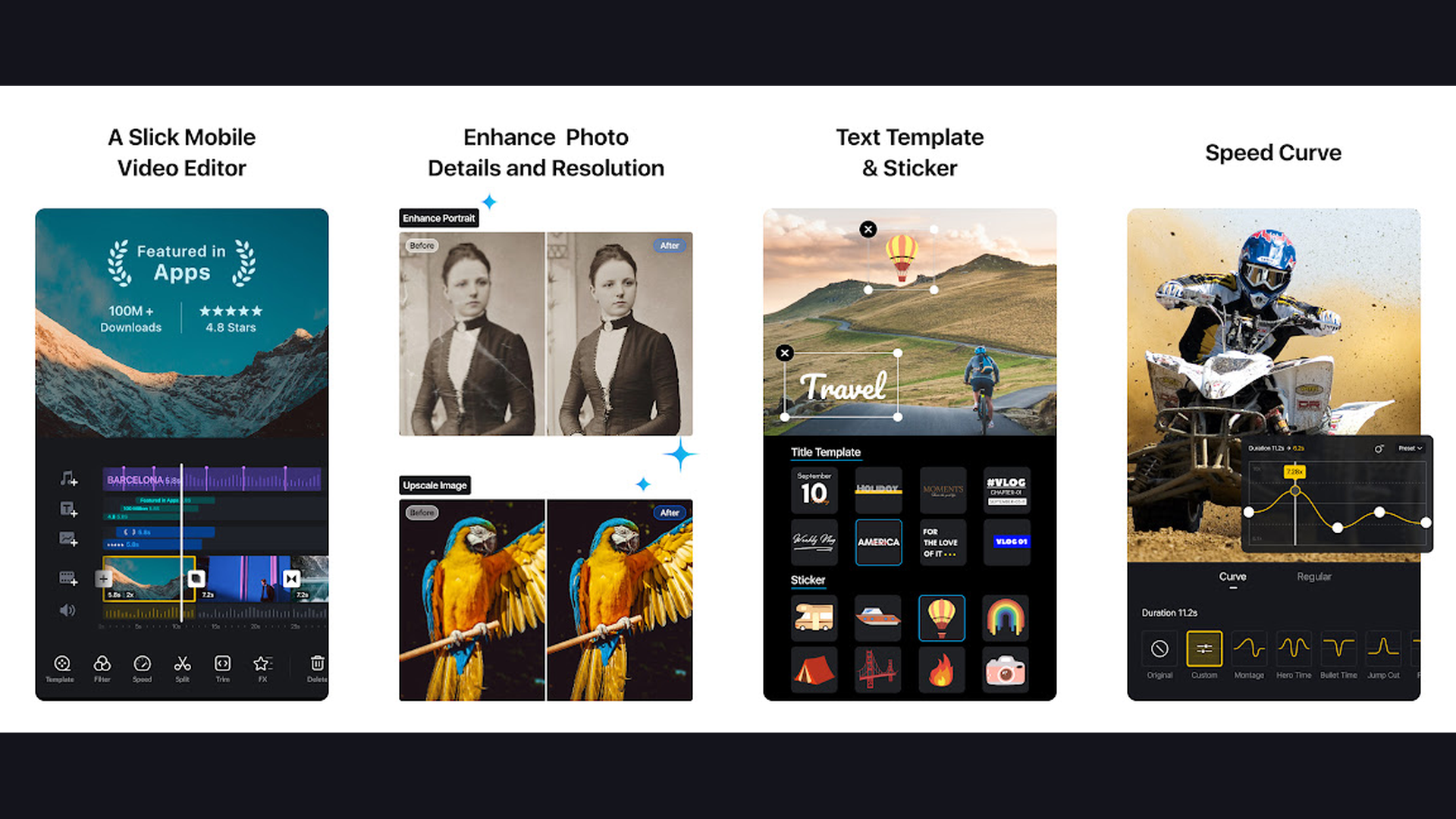 VN Video Editor reel editing app screenshots