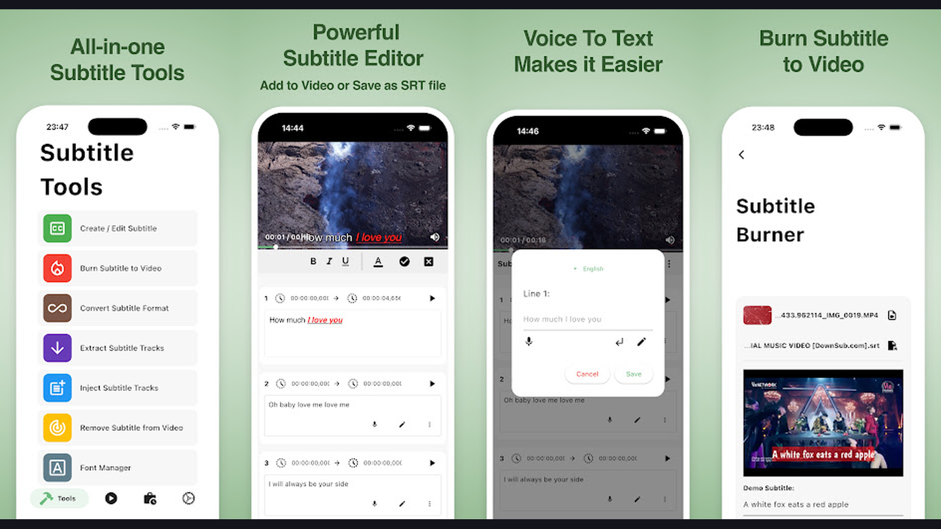 Captions AI subtitle app screenshots