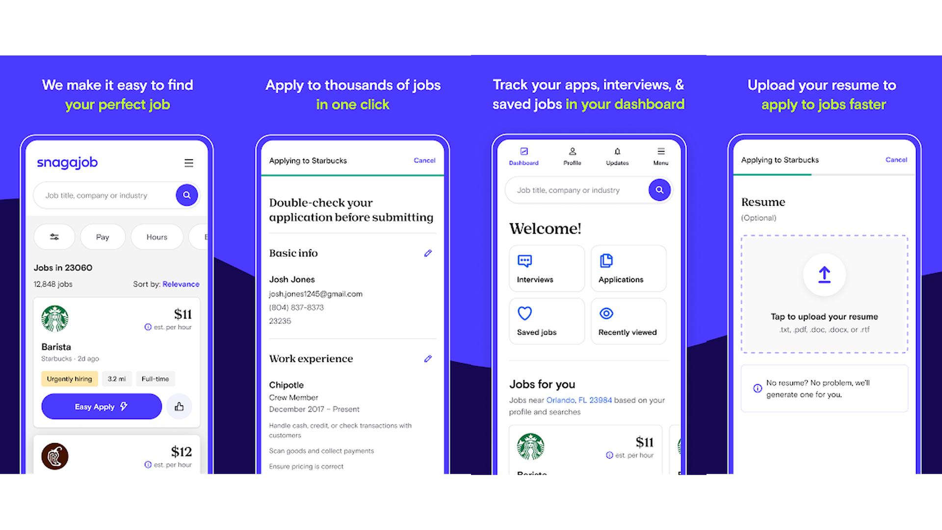 Snagajob app screenshots