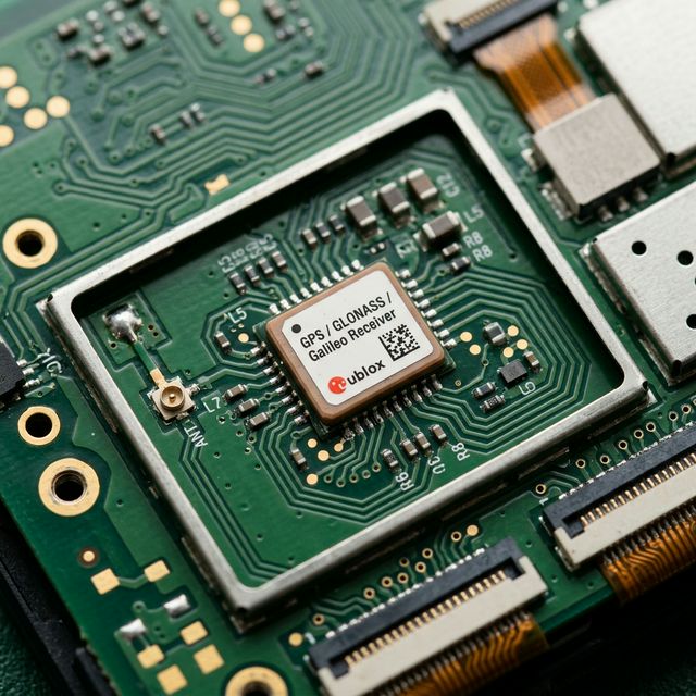 Macro photo highlighting a mobile GPS receiver integrated circuit