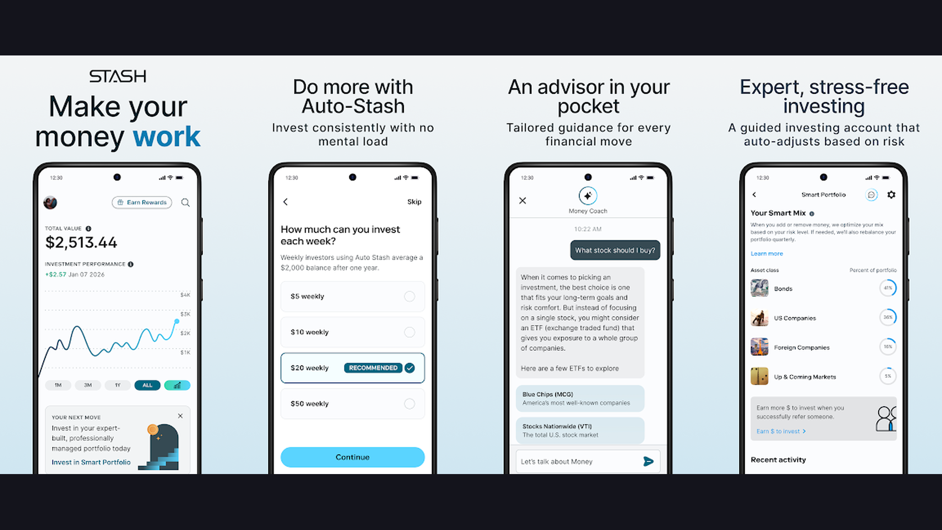Stash stock trading app screenshots