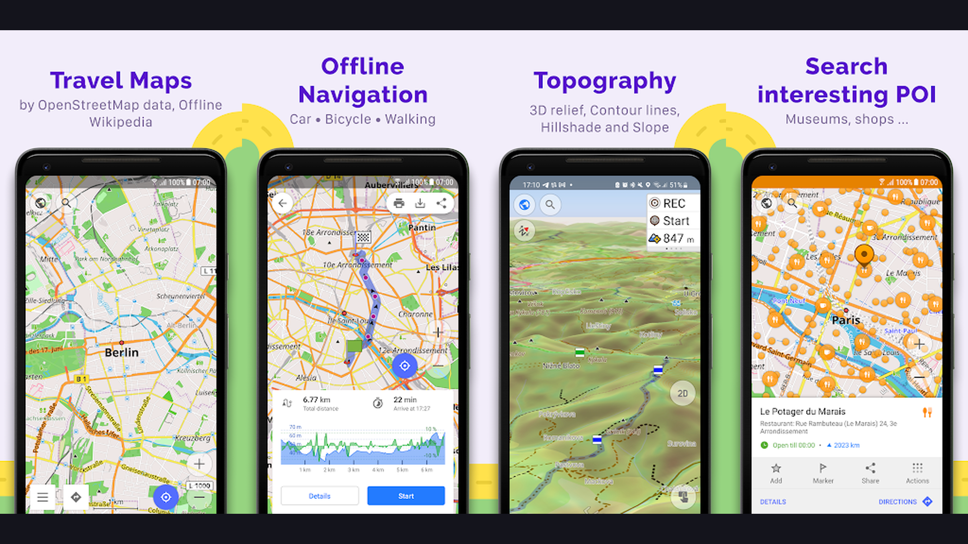 OsmAnd navigation app screenshots