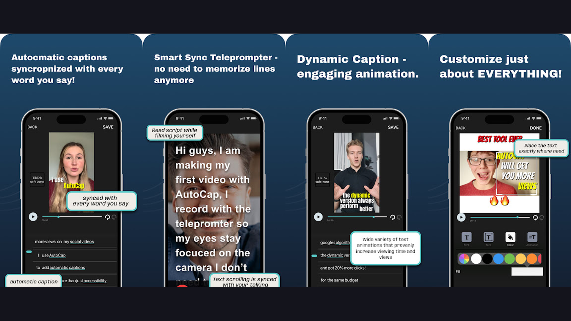 AutoCap subtitle app screenshots