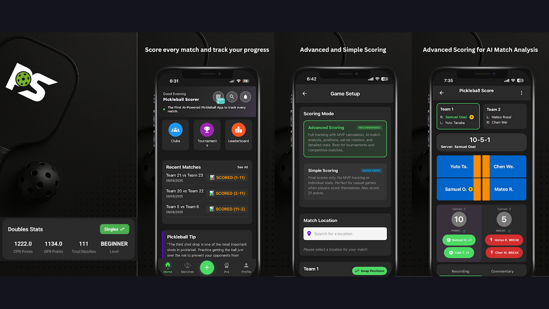 Pickleball Scorer pickleball app screenshots