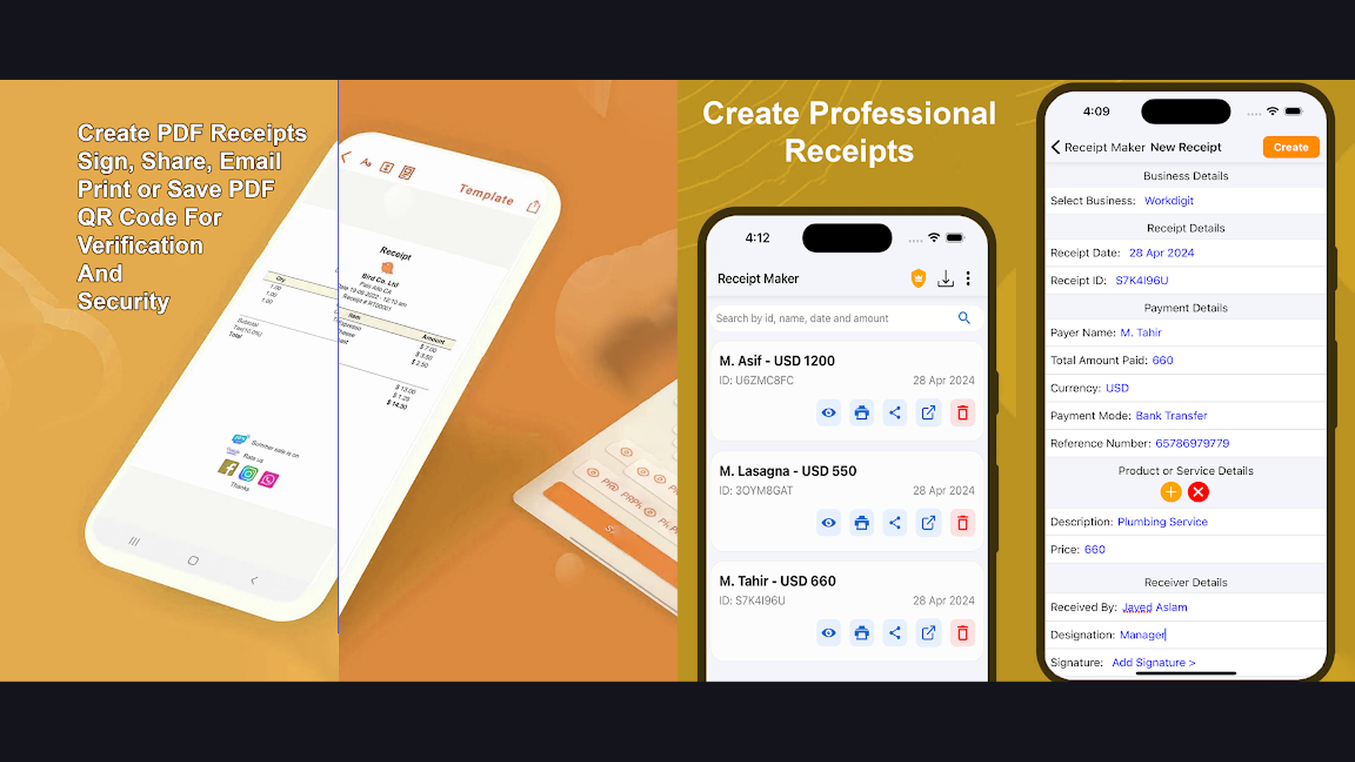 Receipt Maker: Sign Print Send gameplay and screenshots