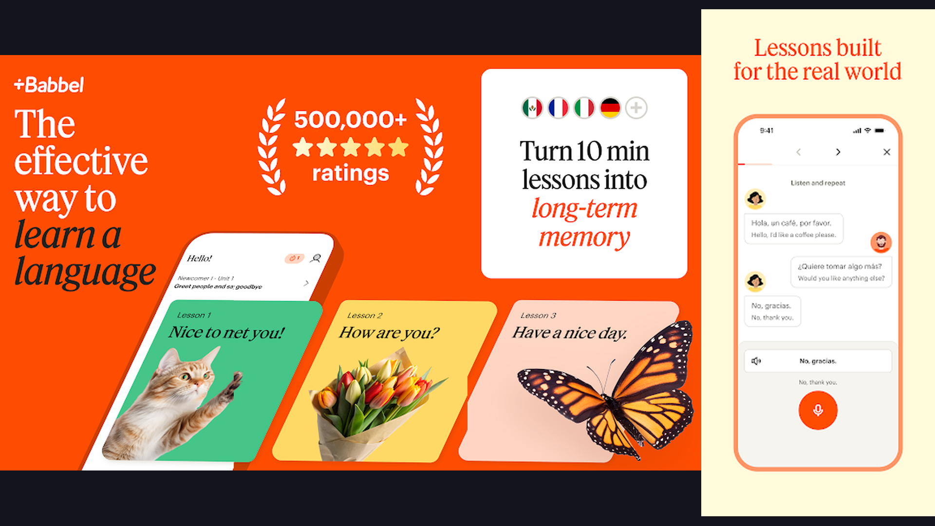 Babbel language learning app screenshots