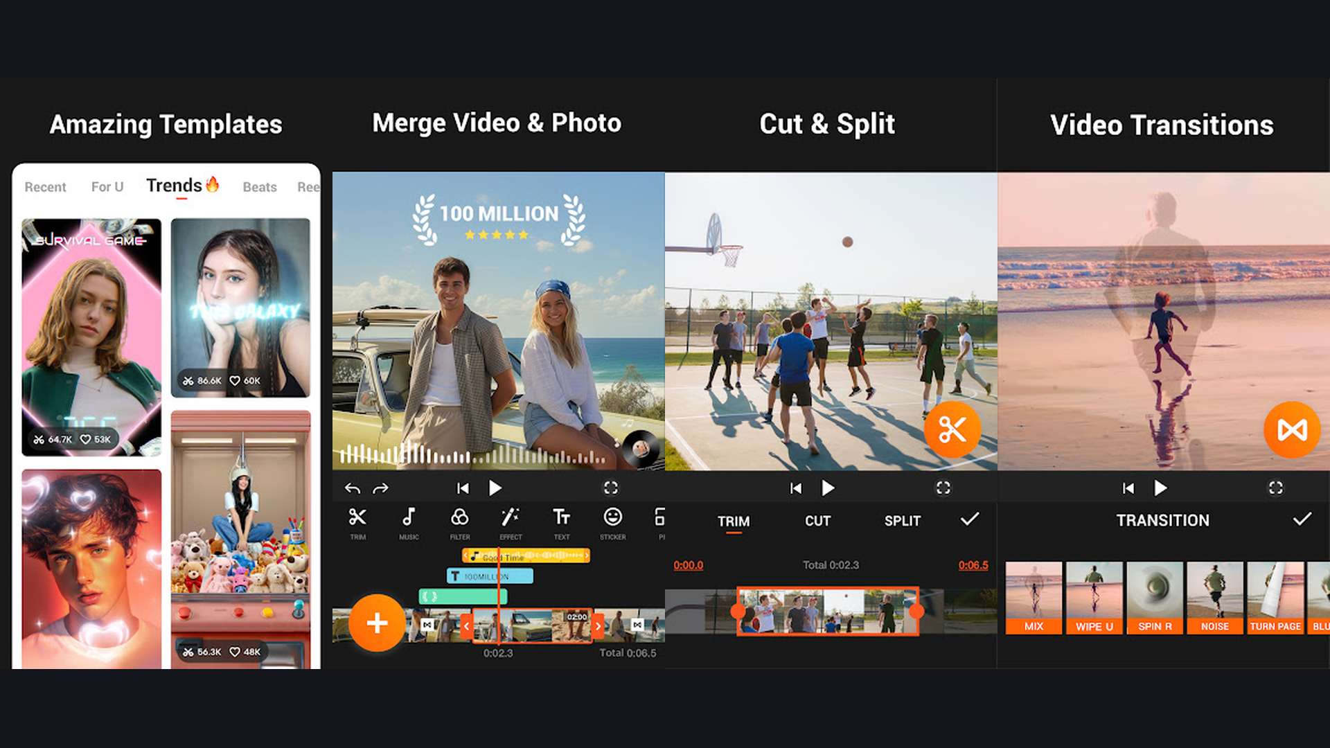 YouCut reel editing app screenshots