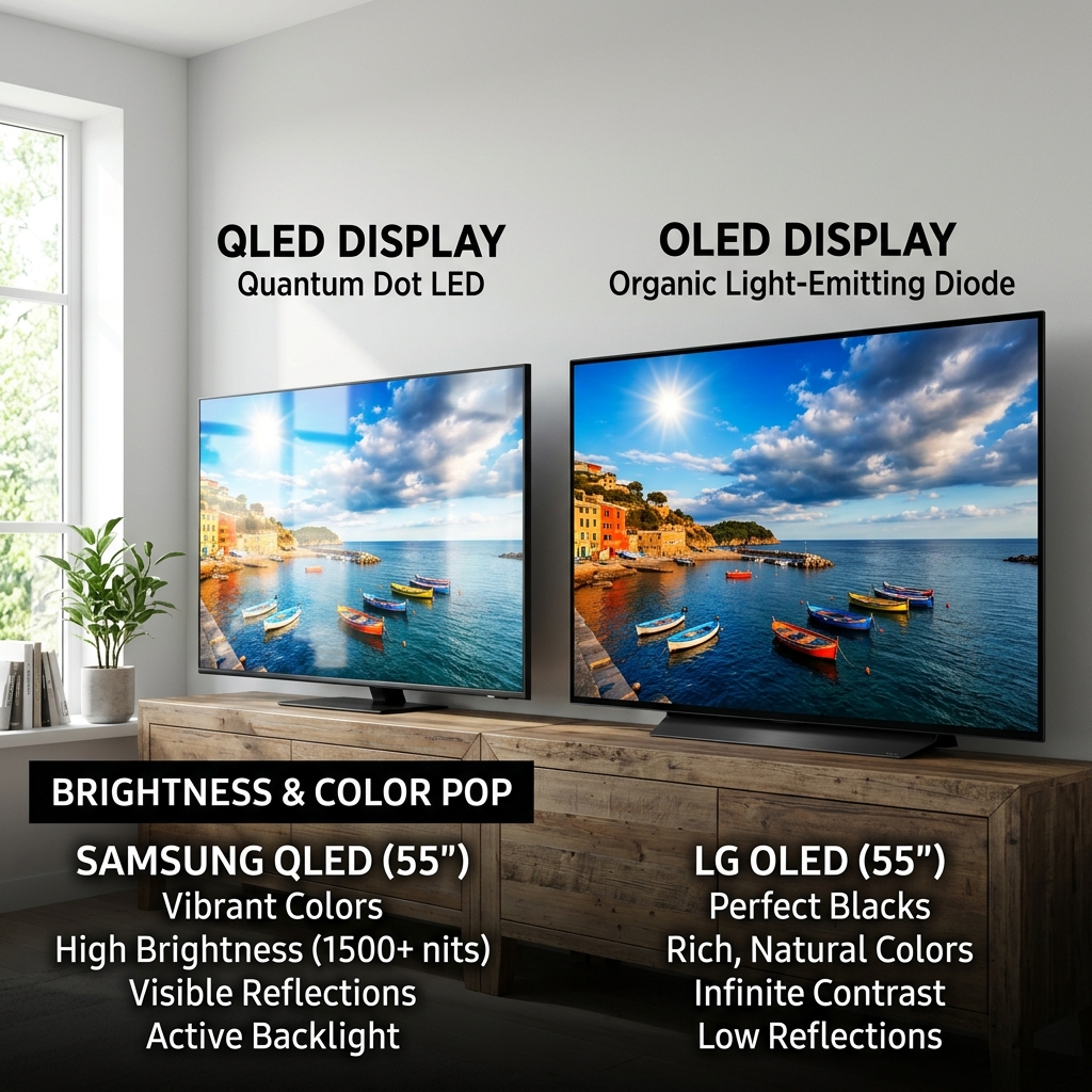 QLED versus OLED television display comparison