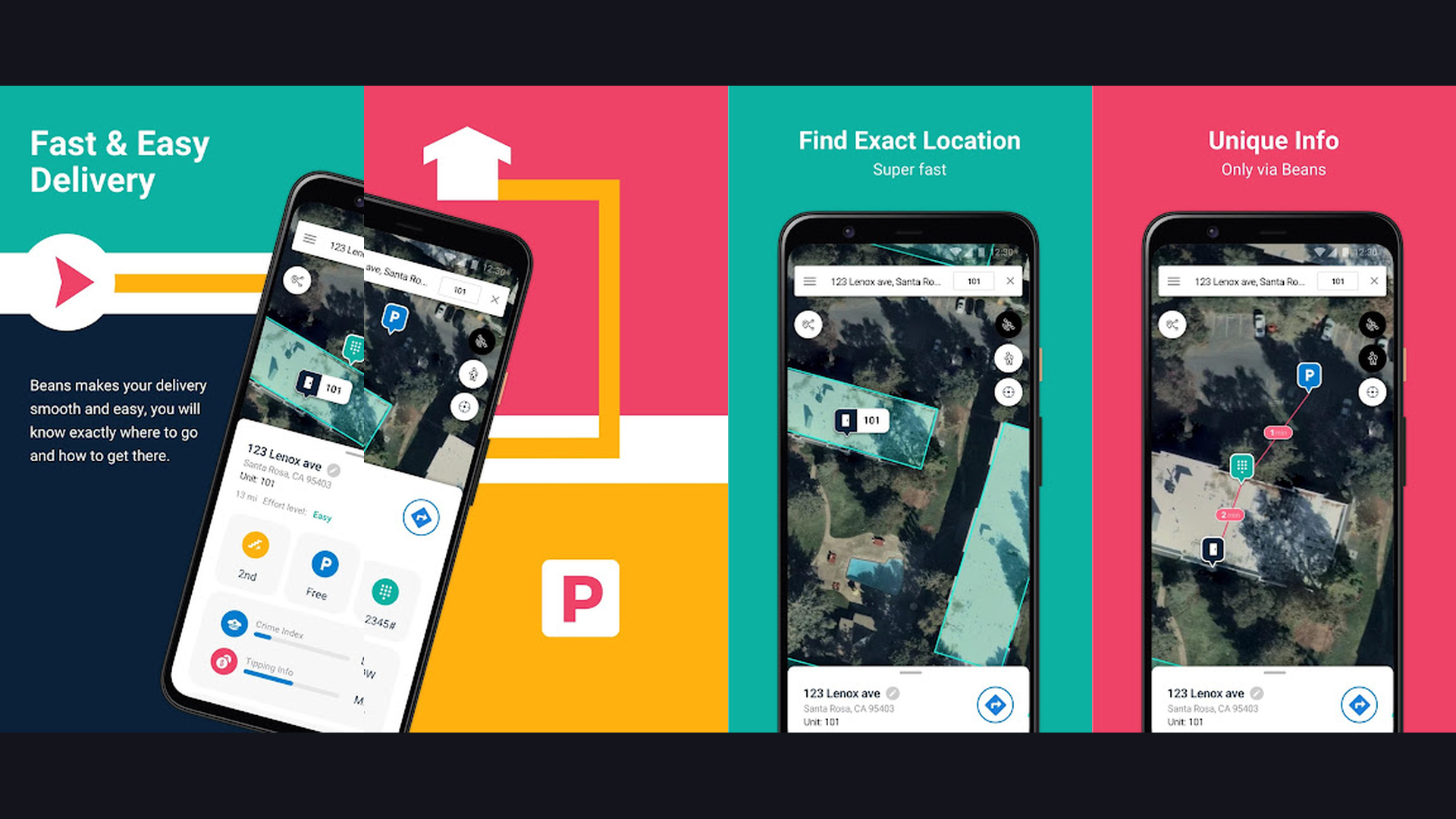 Beans Route delivery driver GPS app screenshots