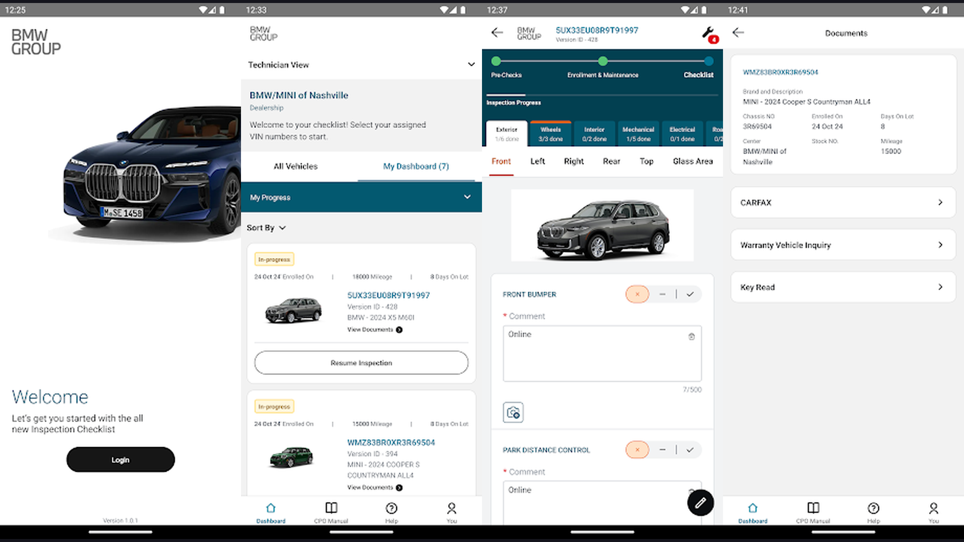 My BMW Flutter app screenshots