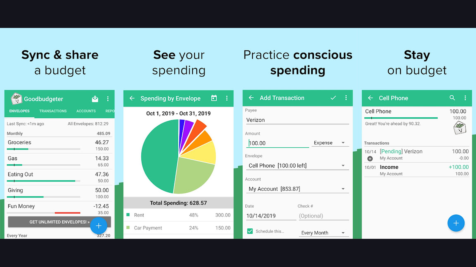 Goodbudget budgeting app for van life